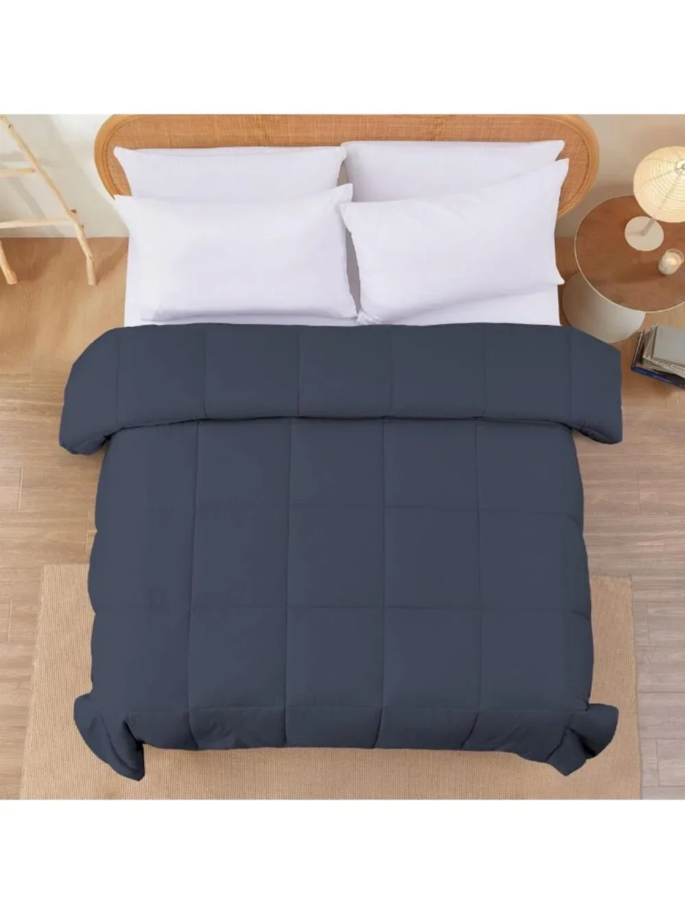 Reversible Down Alternative Comforter Set - Denim & Cloud Blue, Queen Size
